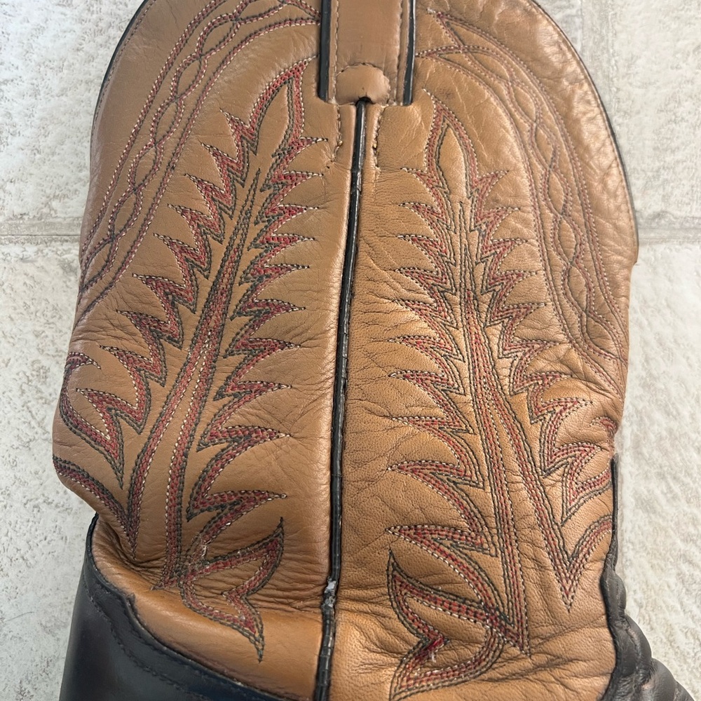 Tony Lama Cowboy Boots | Black & Tan Leather | Size ~10.5 Men’s | Western Rodeo - Picture 9 of 15
